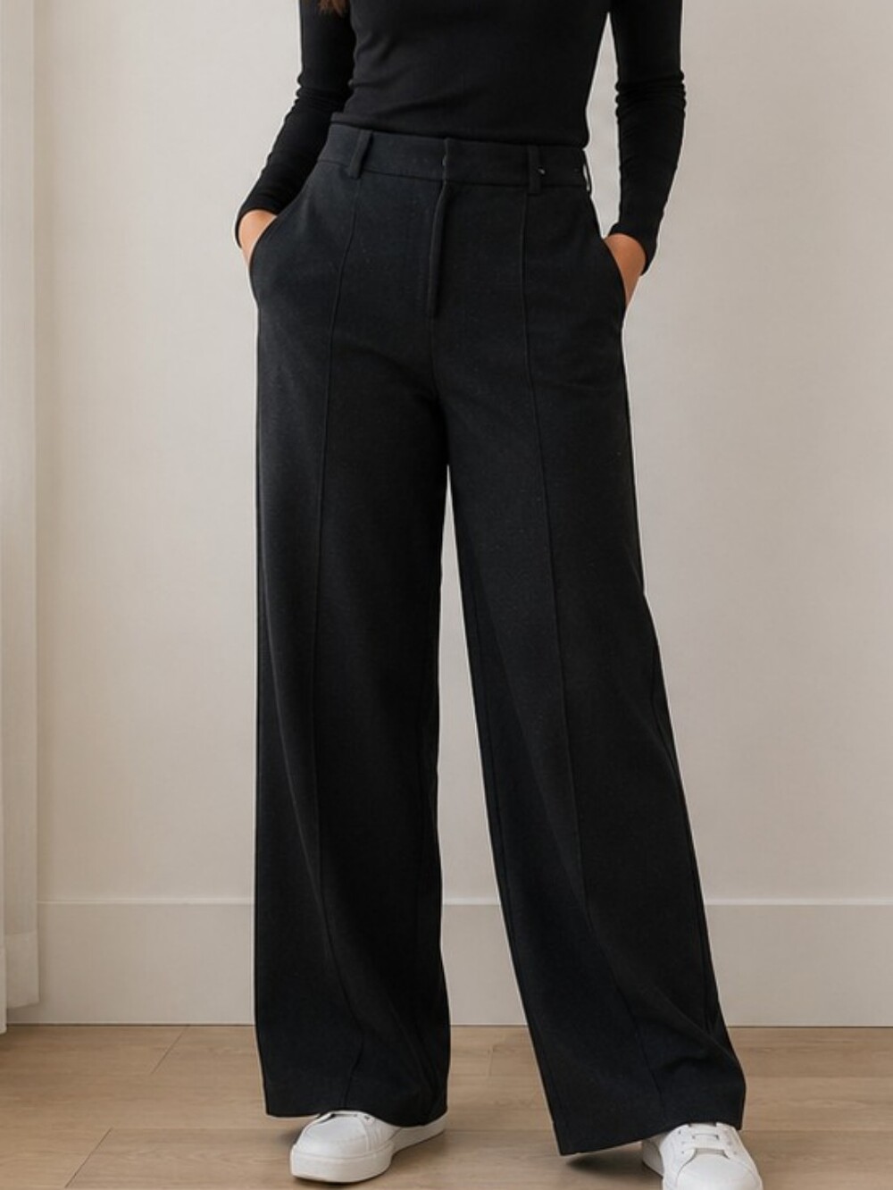 Uniqlo Women's Jersey Brushed Wide Leg Pants- Set Of Two- Beige & Charcoal Grey